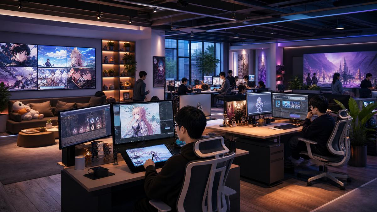 网红主播传媒公司办公室-动漫创作团队